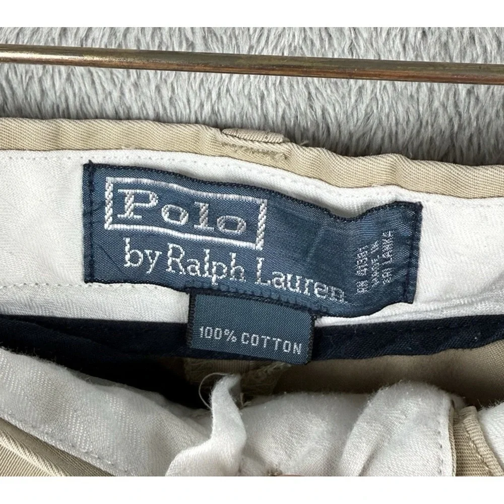 Polo Ralph Lauren Chino Shorts Mens 38 Tan Khaki Cotton 10''‎ Inseam Logo Preppy